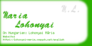 maria lohonyai business card